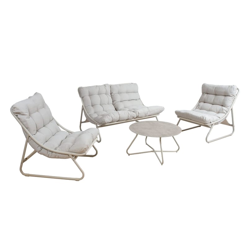 Hagemøbelsett HOME4YOU Samba bord, sofa og 2 stoler lysegrå, lys grå