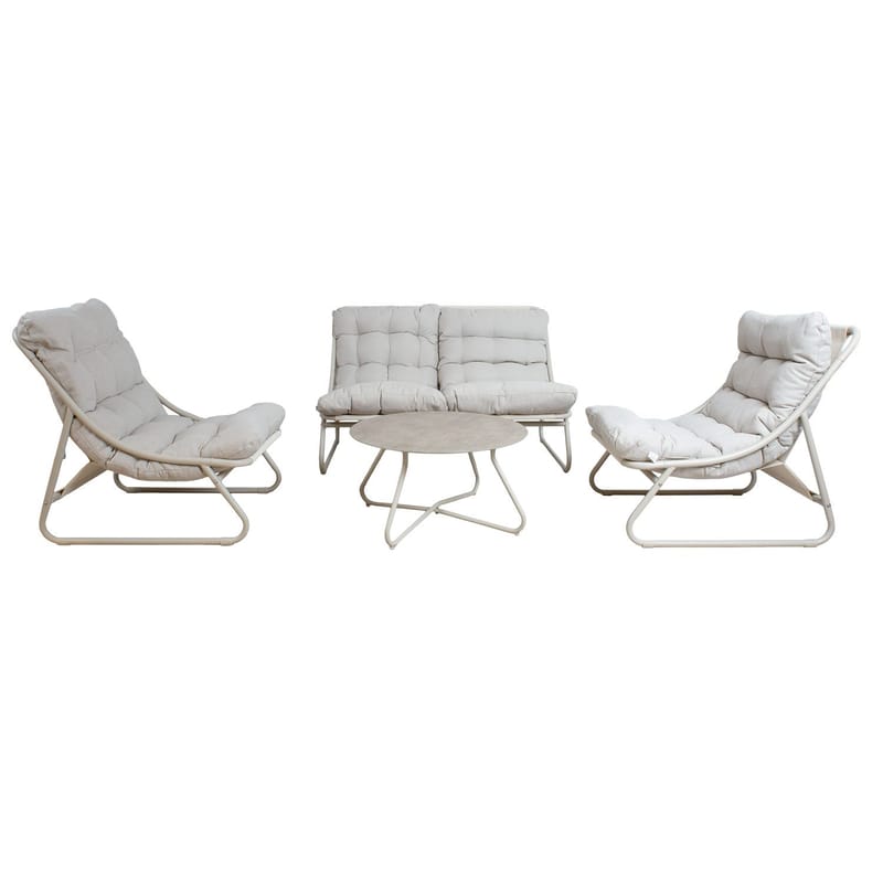 Hagemøbelsett HOME4YOU Samba bord, sofa og 2 stoler lysegrå - lys grå - Hagemøbler - Balkong - Balkongmøbler - Balkonggrupper