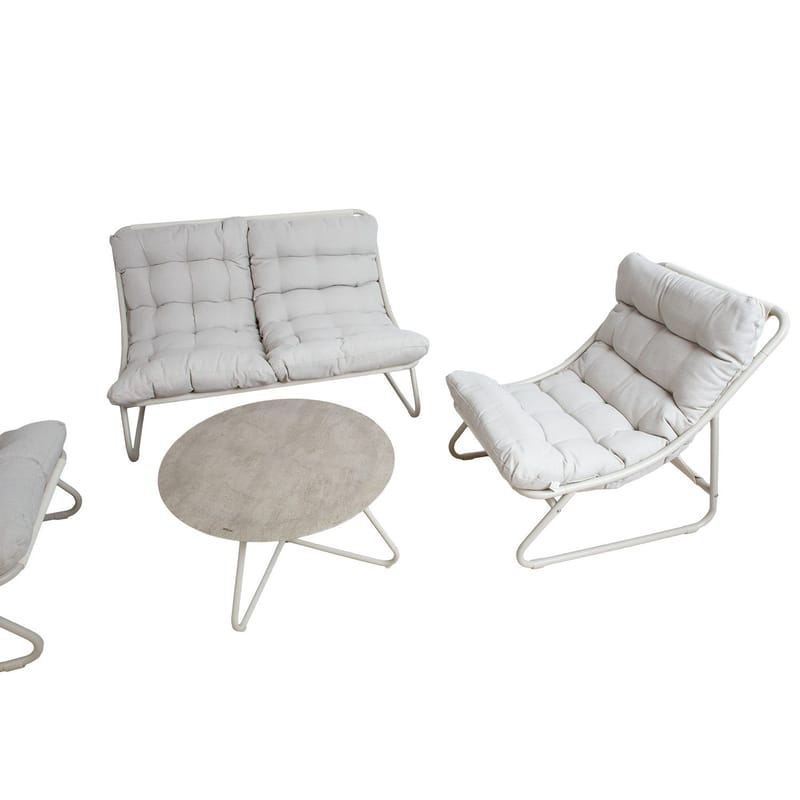 Hagemøbelsett HOME4YOU Samba bord, sofa og 2 stoler lysegrå - lys grå - Hagemøbler - Balkong - Balkongmøbler - Balkonggrupper