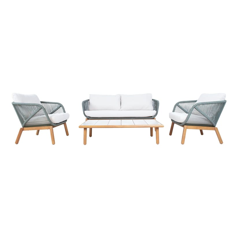 Hagemøbelsett HOME4YOU Tuxedo bord, sofa og 2 stoler - Grønn - Hagemøbler - Balkong - Balkongmøbler - Balkonggrupper