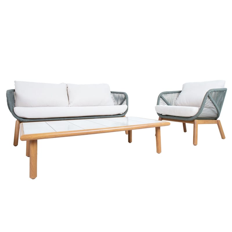 Hagemøbelsett HOME4YOU Tuxedo bord, sofa og 2 stoler - Grønn - Hagemøbler - Balkong - Balkongmøbler - Balkonggrupper