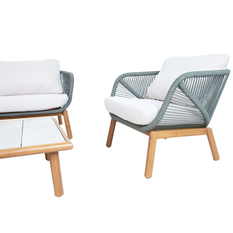 Hagemøbelsett HOME4YOU Tuxedo bord, sofa og 2 stoler - Grønn - Hagemøbler - Balkong - Balkongmøbler - Balkonggrupper