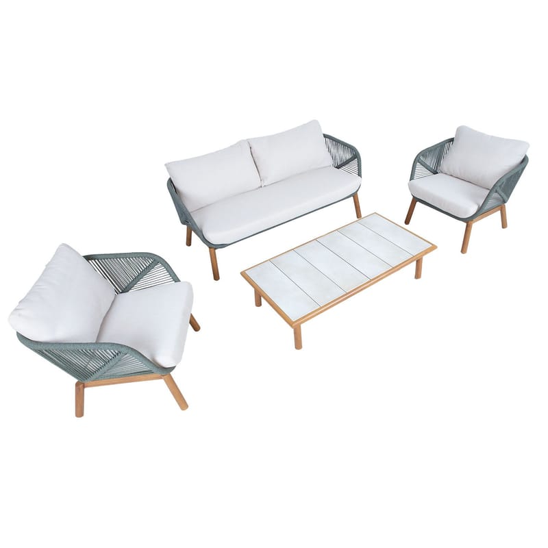 Hagemøbelsett HOME4YOU Tuxedo bord, sofa og 2 stoler - Grønn - Hagemøbler - Balkong - Balkongmøbler - Balkonggrupper