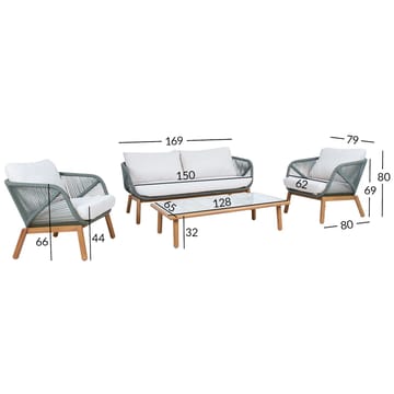 Hagemøbelsett HOME4YOU Tuxedo bord, sofa og 2 stoler - Grønn - Hagemøbler - Balkong - Balkongmøbler - Balkonggrupper