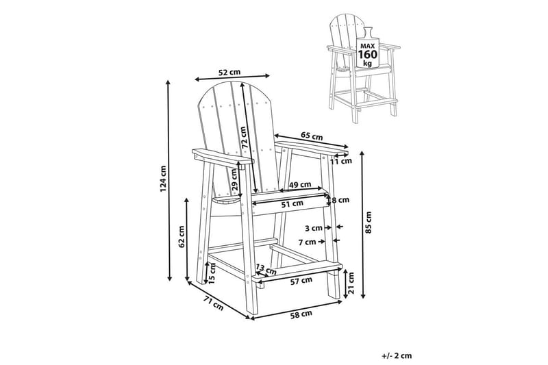 Hagestol Adirondack - Grå, 58x71x124 cm - Hagemøbler - Balkong - Balkongmøbler - Balkongstoler