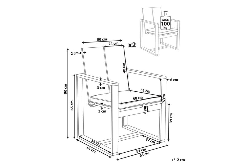 Hagestol Azzanello sett av 2 - Hagemøbler - Balkong - Balkongmøbler - Balkongstoler