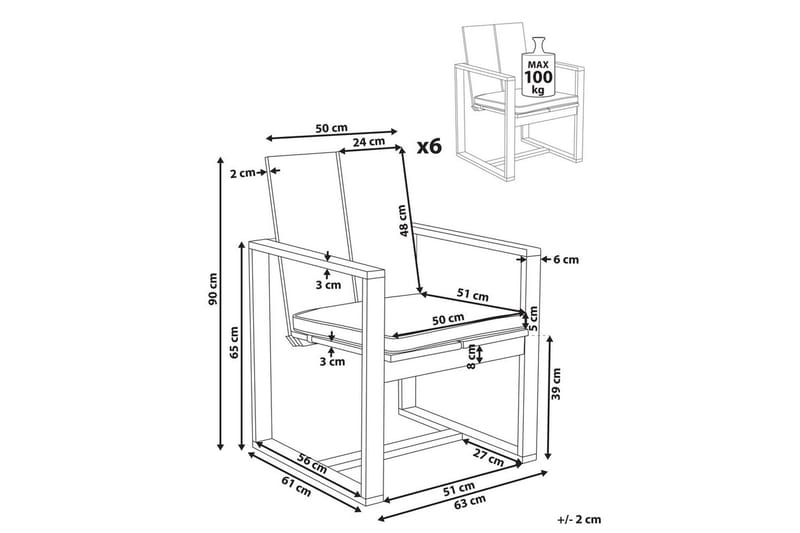 Hagestol Azzanello sett av 6 - Hagemøbler - Balkong - Balkongmøbler - Balkongstoler