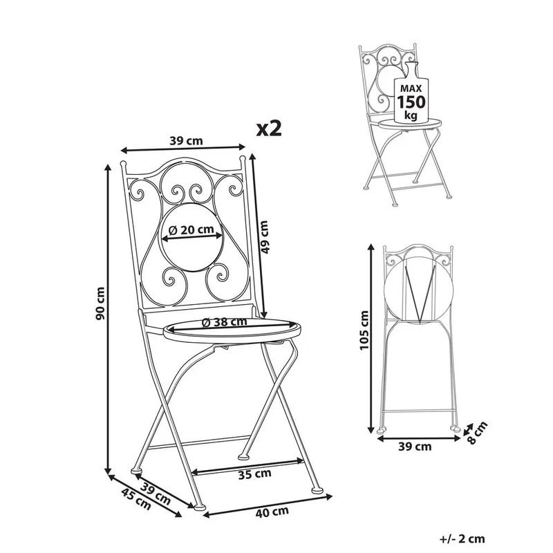 Hagestol Comiso 2-pakning - Hagemøbler - Balkong - Balkongmøbler - Balkongstoler