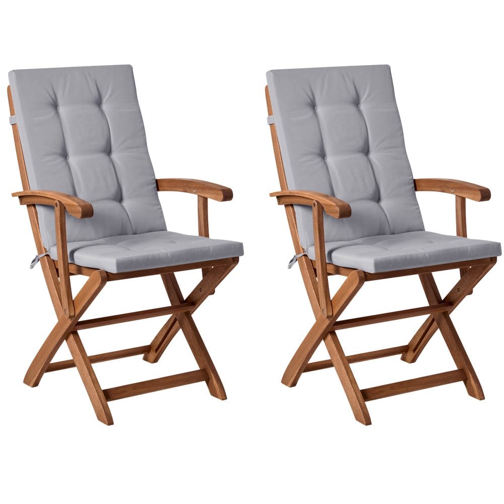Hagestol Maui Premium 2-pakning - Lyst tre, lysegrå