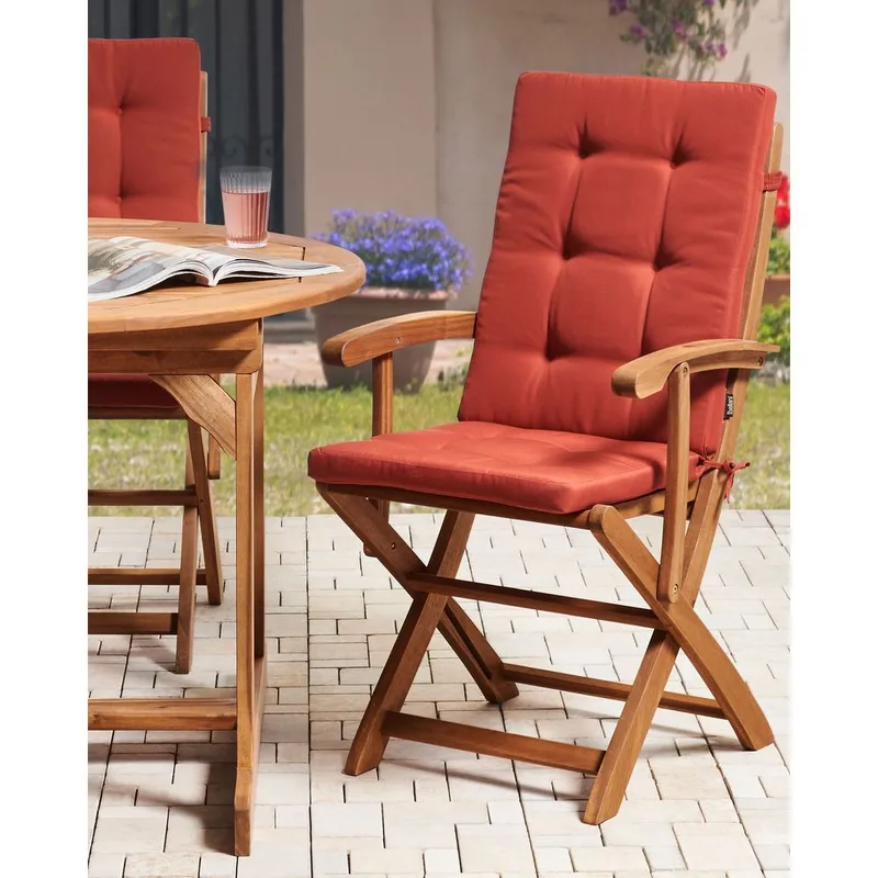 Hagestol Maui Premium 2-pakning - Lyst tre, rød - Hagemøbler - Balkong - Balkongmøbler - Balkongstoler