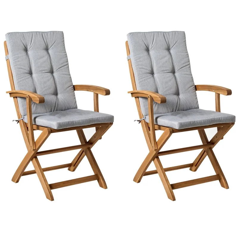 Hagestol Maui Premium 2-pakning - Lyst tre, grå - Hagemøbler - Balkong - Balkongmøbler - Balkongstoler