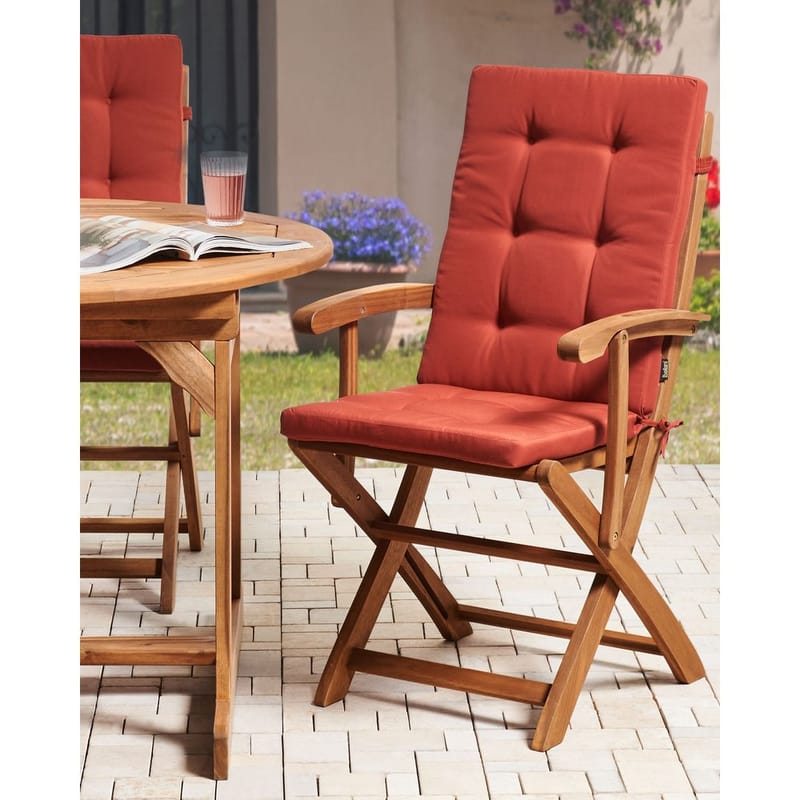 Hagestol Maui Premium 2-pakning - Lyst tre, rød - Hagemøbler - Balkong - Balkongmøbler - Balkongstoler