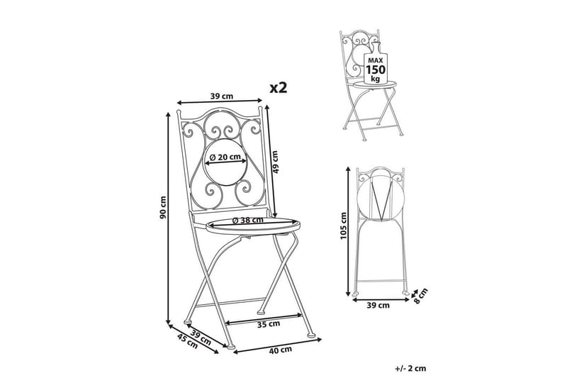Hagestol sett med 2 Cozzana - Hagemøbler - Balkong - Balkongmøbler - Balkongstoler