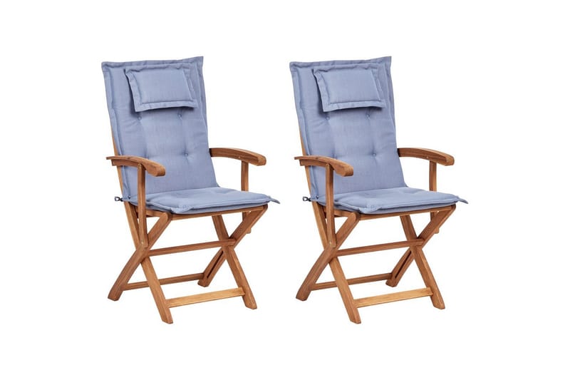 Hagestol sett med 2 Maui II - Lyst tre, blå - Hagemøbler - Balkong - Balkongmøbler - Balkongstoler