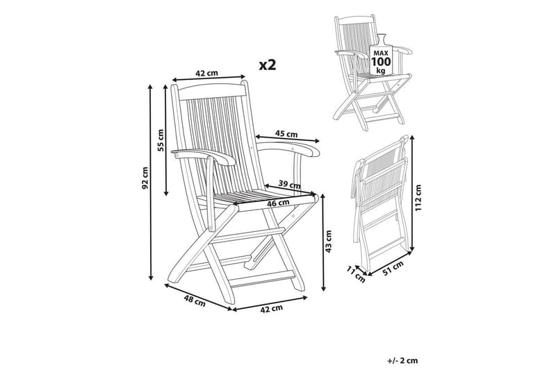 Hagestol sett med 2 Maui II - Lyst tre - Hagemøbler - Balkong - Balkongmøbler - Balkongstoler