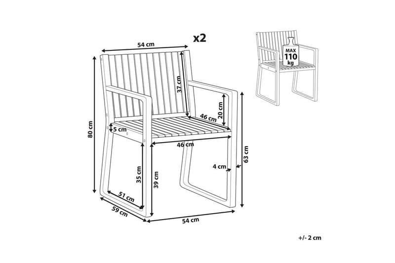 Hagestol sett med 2 Sassari II - Hagemøbler - Balkong - Balkongmøbler - Balkongstoler