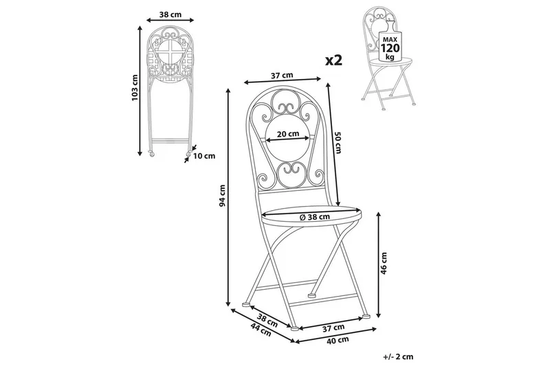 Hagestol sett med 2 Spello - Hagemøbler - Balkong - Balkongmøbler - Balkongstoler