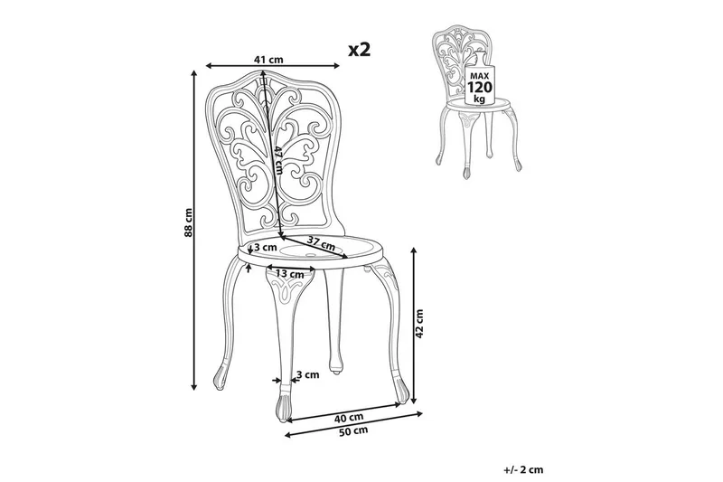Hagestol sett med 2 Triora - Hvit - Hagemøbler - Balkong - Balkongmøbler - Balkongstoler