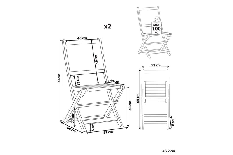 Hagestol sett med 2 Paraggi - Hagemøbler - Balkong - Balkongmøbler - Balkongstoler