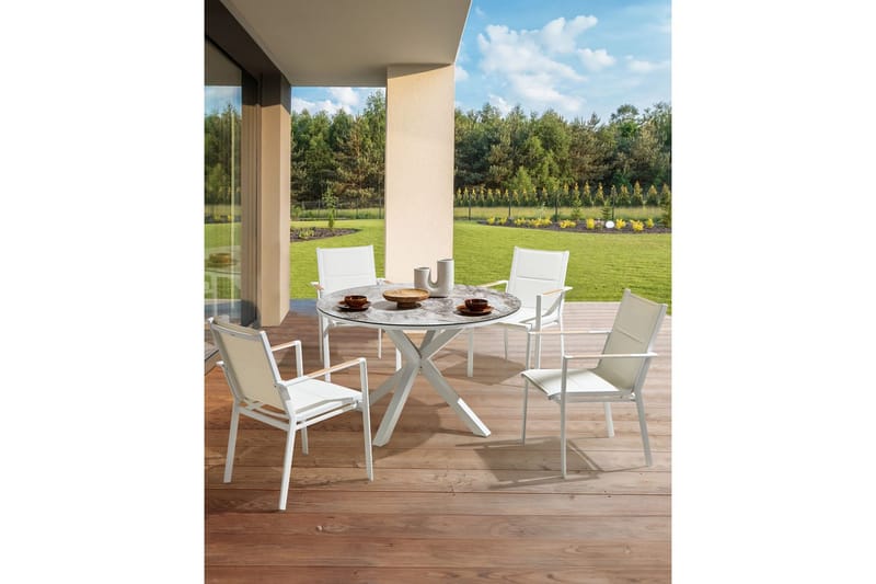 Hagestol sett med 4 Busseto - Hvit - Hagemøbler - Balkong - Balkongmøbler - Balkongstoler