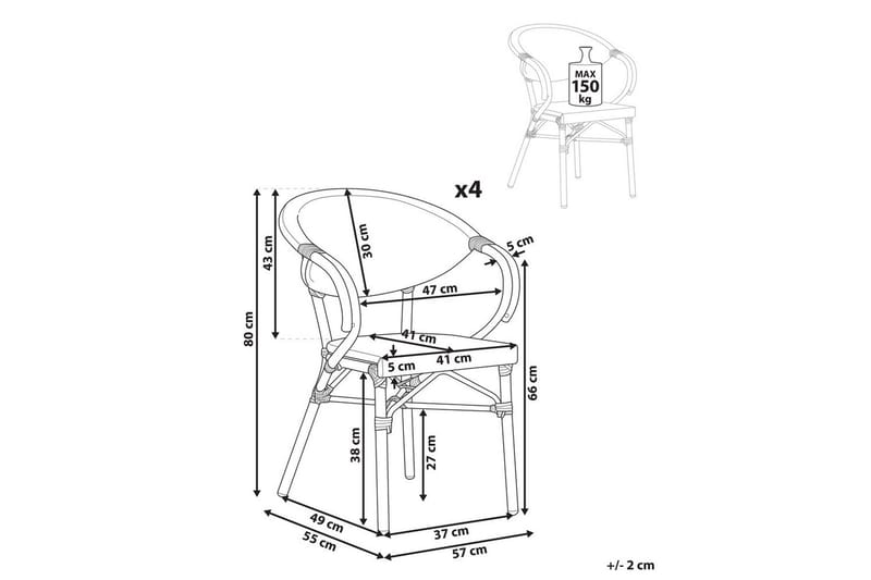 Hagestol sett med 4 Caspri II - Hagemøbler - Balkong - Balkongmøbler - Balkongstoler