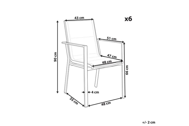Hagestol sett med 6 Busseto - Hvit - Hagemøbler - Balkong - Balkongmøbler - Balkongstoler