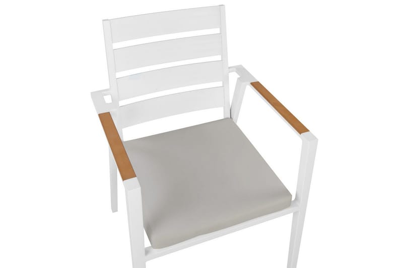 Hagestol sett med 6 Taviano - Hvit, grå, lyst tre - Hagemøbler - Balkong - Balkongmøbler - Balkongstoler