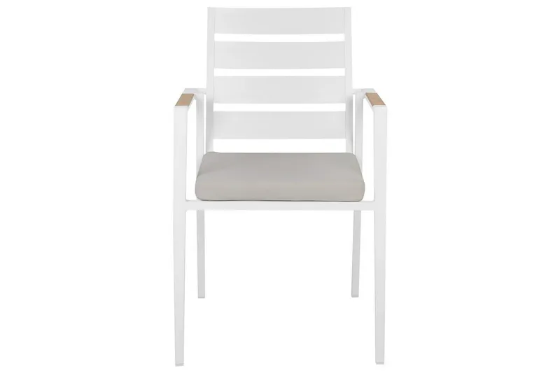 Hagestol sett med 6 Taviano - Hvit, grå, lyst tre - Hagemøbler - Balkong - Balkongmøbler - Balkongstoler