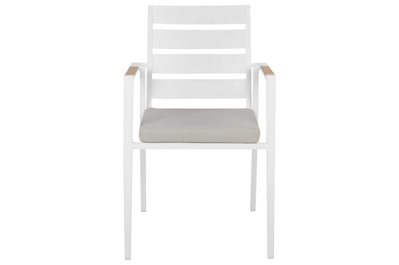Hagestol sett med 6 Taviano - Hvit, grå, lyst tre - Hagemøbler - Balkong - Balkongmøbler - Balkongstoler