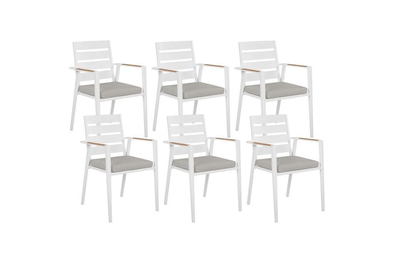Hagestol sett med 6 Taviano, Hvit, grå, lyst tre