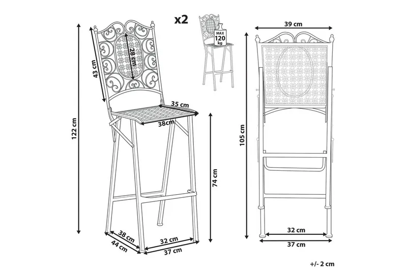 Hagestol sett med to Bormio - Hagemøbler - Balkong - Balkongmøbler - Balkongstoler
