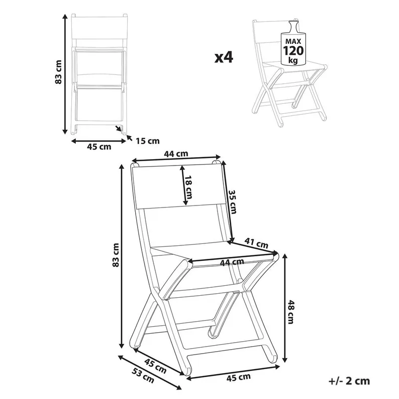 Hagestol Talca 4-pakning - Rød - Hagemøbler - Balkong - Balkongmøbler - Balkongstoler