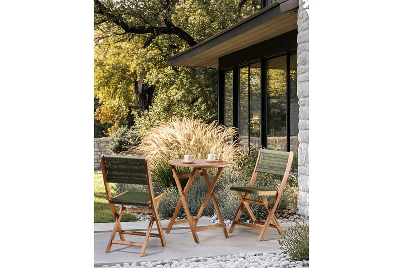 Hagestol Prossedi sett av 2 Grønn/lyst tre - Grønn/lyst tre - Hagemøbler - Balkong - Balkongmøbler - Balkongstoler