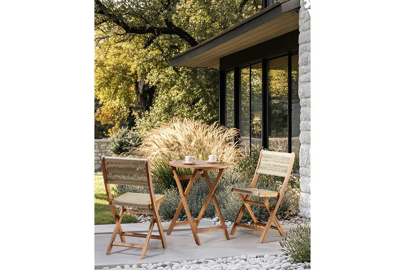 Hagestol Prossedi sett av 2 Beige/lyst tre - Beige/lyst tre - Hagemøbler - Balkong - Balkongmøbler - Balkongstoler