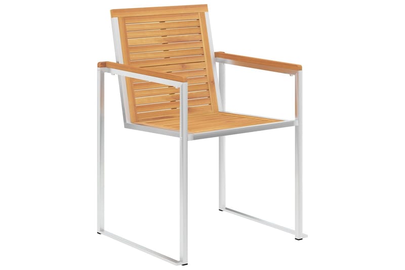 Hagestoler 8 stk heltre teak og rustfritt stål - Brun - Hagemøbler - Balkong - Balkongmøbler - Balkongstoler