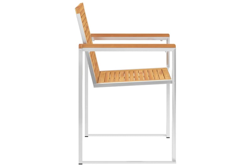 Hagestoler 8 stk heltre teak og rustfritt stål - Brun - Hagemøbler - Balkong - Balkongmøbler - Balkongstoler