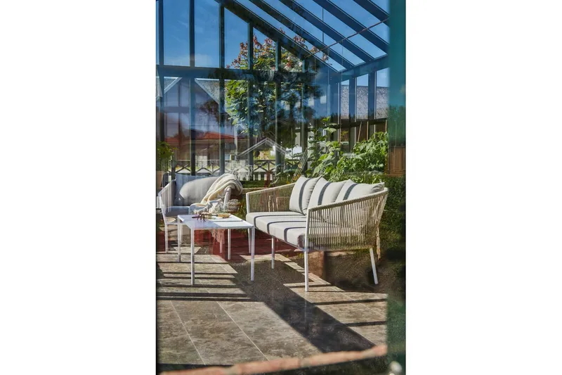 Hillerstorp Lersund sofagruppe utendørs hvit/beige - Hvit/Beige - Hagemøbler - Loungemøbler - Sofagruppe utendørs