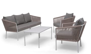 Hillerstorp Lersund sofagruppe utendørs hvit/beige - Hvit/Beige - Hagemøbler - Loungemøbler - Sofagruppe utendørs