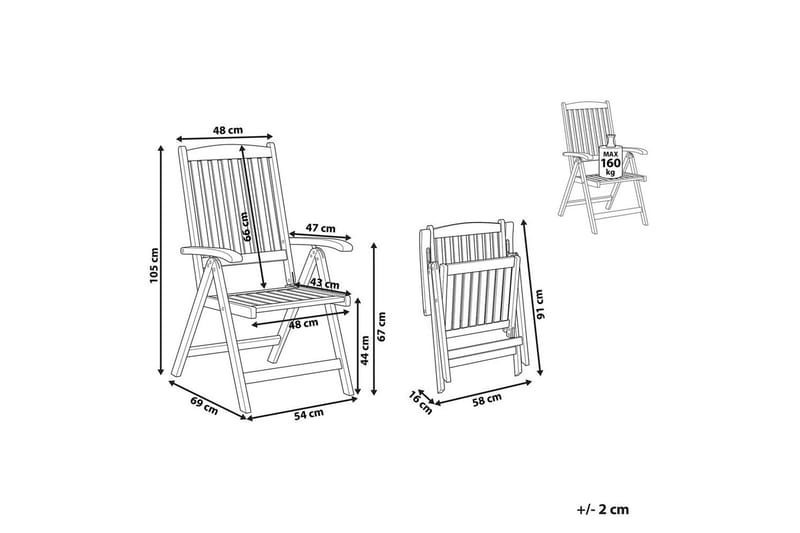 Hopfällbar möbeluppsättning Beliani Amantea Dark wood - Hagemøbler - Balkong - Balkongmøbler - Balkongstoler