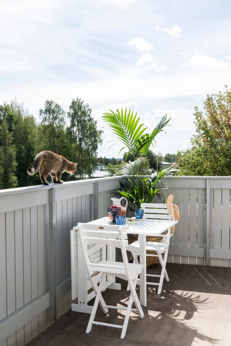 Klaffebord Hillerstorp Åre 70 x 16/76/136 cm - Hvit - Hagemøbler - Balkong - Balkongmøbler - Balkongbord