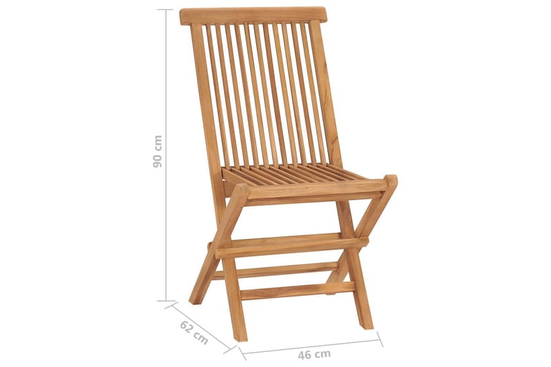 Klappstoler 2 stk heltre teak - Brun - Spisestoler & hagestoler utendørs - Balkongstoler