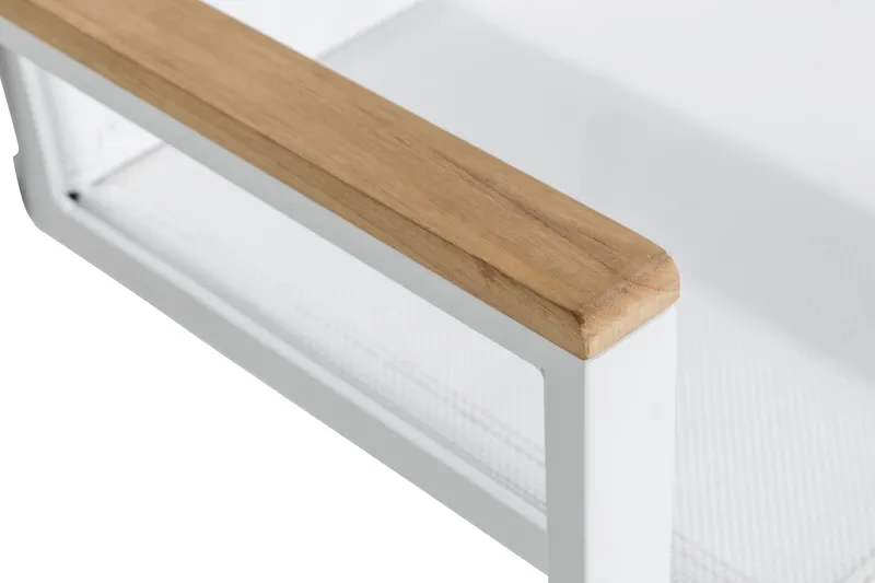 Las Vegas Stablebar Stol Utendørs - Hvit/Teak - Hagemøbler - Balkong - Balkongmøbler - Balkongstoler