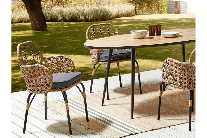 Leamington Lenestol - Natur/Beige/Grå/Sort - Hagemøbler - Balkong - Balkongmøbler - Balkongstoler