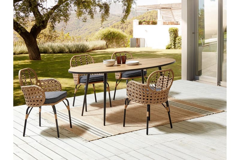 Leamington Lenestol - Natur/Beige/Grå/Sort - Hagemøbler - Balkong - Balkongmøbler - Balkongstoler