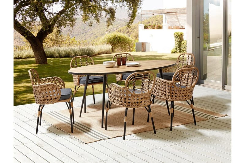 Leamington Lenestol - Natur/Beige/Grå/Sort - Hagemøbler - Balkong - Balkongmøbler - Balkongstoler