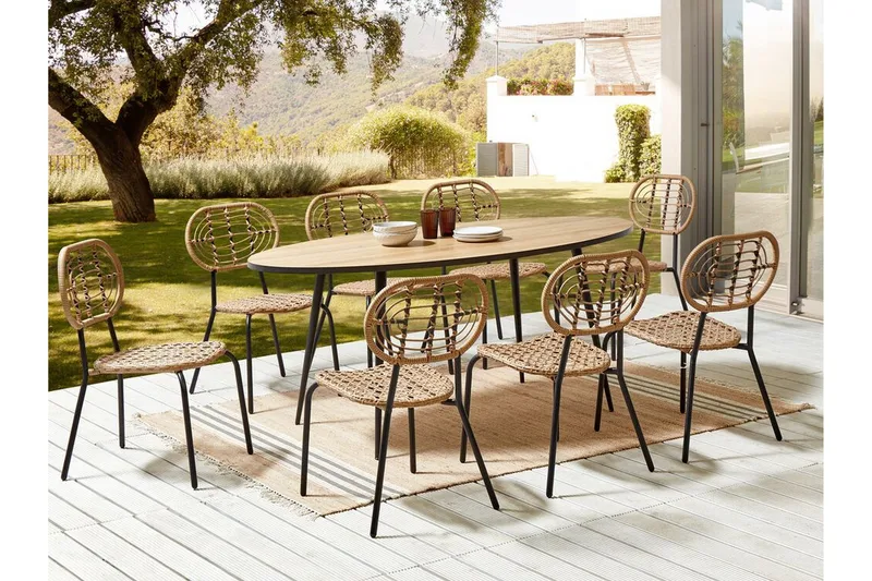 Leamington Spisestol Utendørs - Natur/Beige/Sort - Hagemøbler - Balkong - Balkongmøbler - Balkongstoler