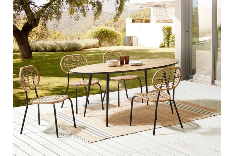 Leamington Spisestol Utendørs - Natur/Beige/Sort - Hagemøbler - Balkong - Balkongmøbler - Balkongstoler