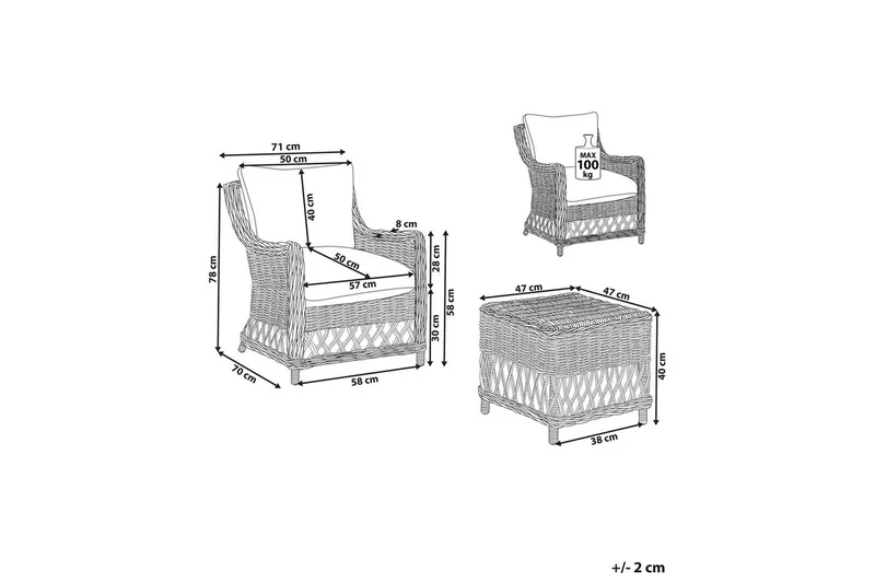Lenestolsett, 2 stk Ribolla - Hagemøbler - Balkong - Balkongmøbler - Balkongstoler