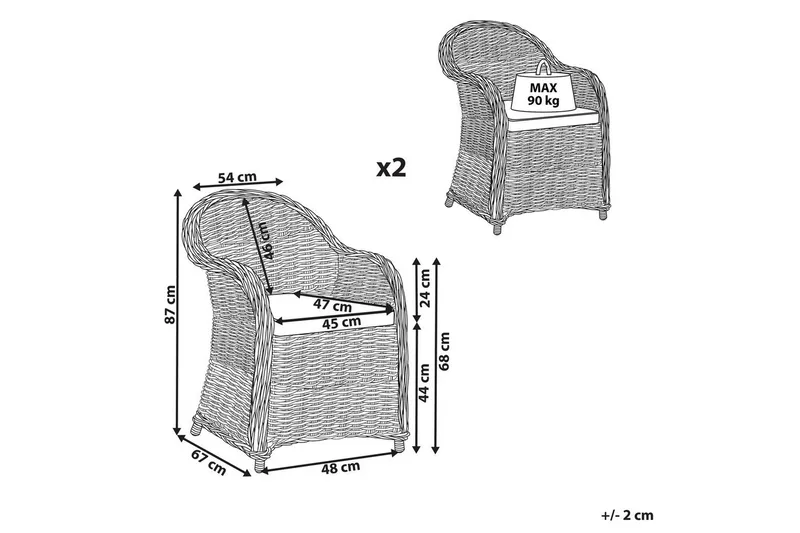 Lenestolsett, 2 stk Susua - Hagemøbler - Balkong - Balkongmøbler - Balkongstoler