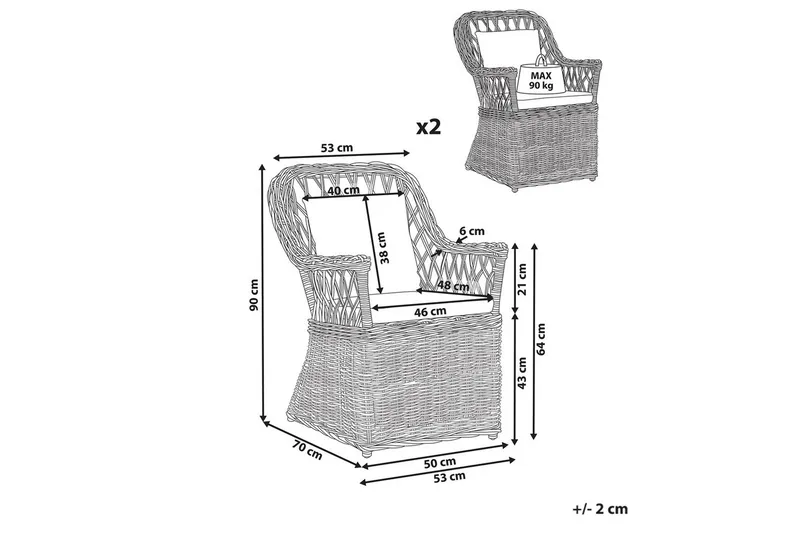 Lenestolsett for 2 Maros II - Hagemøbler - Balkong - Balkongmøbler - Balkongstoler
